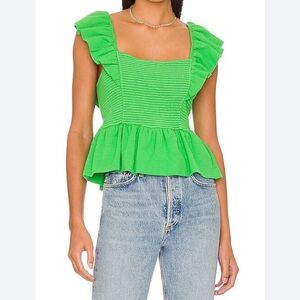 National LTD The Jenny Tank in Kelly Green Women’s Medium Ruffle Sleeve